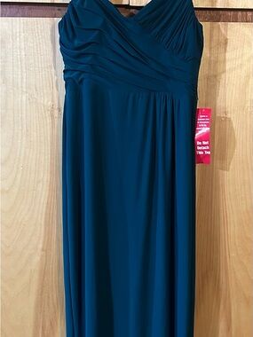 NWT SL Fashions Olive Green Ruched V-Neck Maxi Dress Size 10